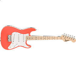 Fender Squier  FSR Mini Stratocaster®, Maple Fingerboard, White Pickguard, Tahitian Coral
