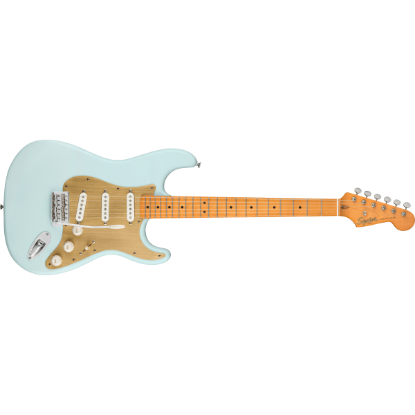 Fender Squier 40th Anniversary Stratocaster®, Vintage Edition, Maple Fingerboard, Gold Anodized Pickguard, Satin Sonic Blue