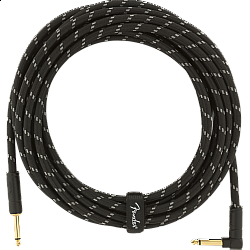 Fender Deluxe Series Instrument Cable, Straight/Angle, 18.6', Black Tweed