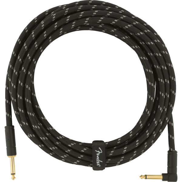 Fender Deluxe Series Instrument Cable, Straight/Angle, 18.6', Black Tweed