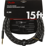 Fender Deluxe Series Instrument Cable, Straight/Angle, 15' Black Tweed