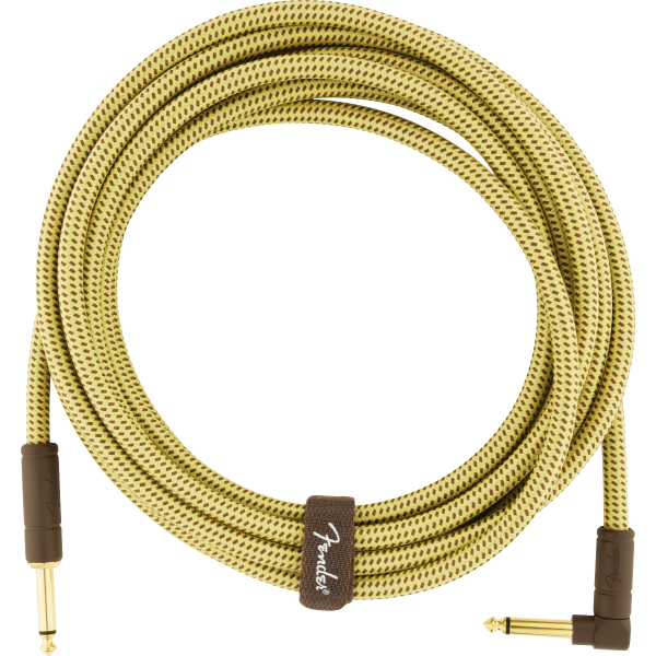 Fender Deluxe Series Instrument Cable, Straight/Angle, 15', Tweed