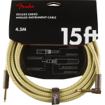 Fender Deluxe Series Instrument Cable, Straight/Angle, 15', Tweed