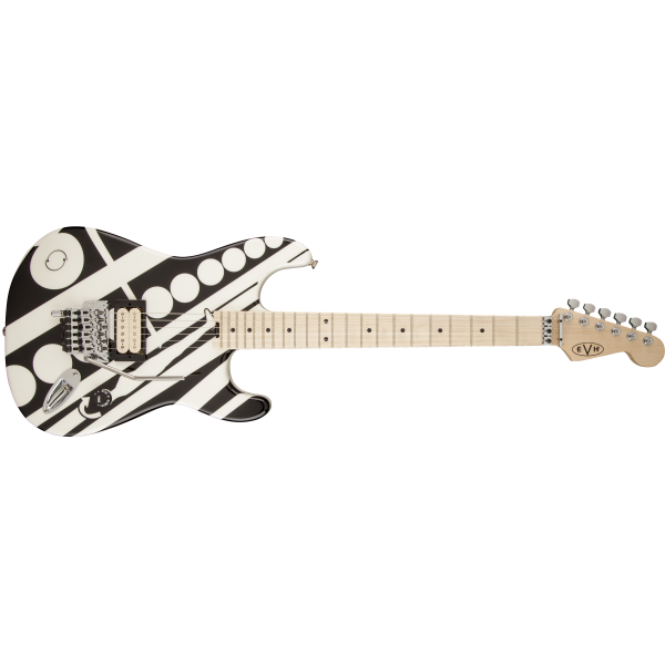Fender EVH® Striped Series Circles, Maple Fingerboard, Black and White Crop Circles Graphic