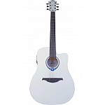 LAG Tramontane Hyvibe Smart Guitar Plexi WHT - Elektroakustická Gitara