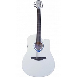 LAG Tramontane Hyvibe Smart Guitar Plexi WHT - Elektroakustická Gitara