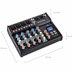 Pronomic B-603 Mini-Mixer + Bluetooth® + USB-Recording