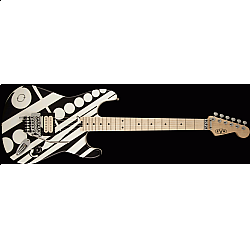 Fender EVH® Striped Series Circles, Maple Fingerboard, Black and White Crop Circles Graphic