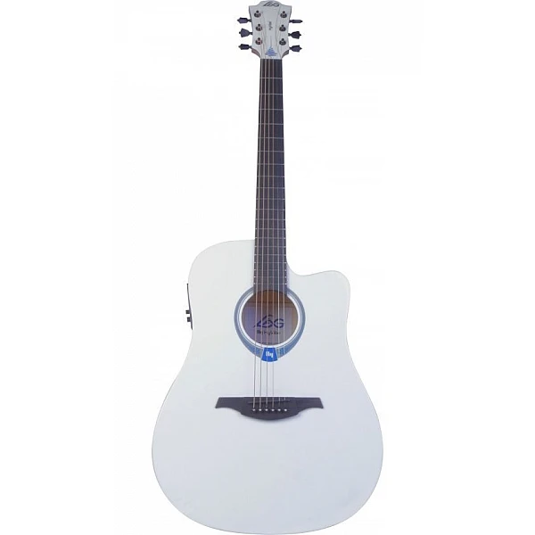 LAG Tramontane Hyvibe Smart Guitar Plexi WHT - Elektroakustická Gitara