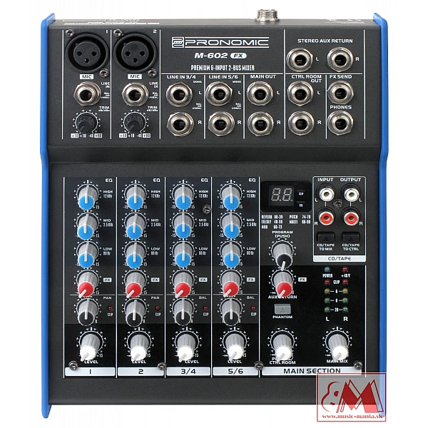 Pronomic M-602FX - Mini Mixpult s efektami Pronomic M-602FX - Mini Mixpult s efektami
