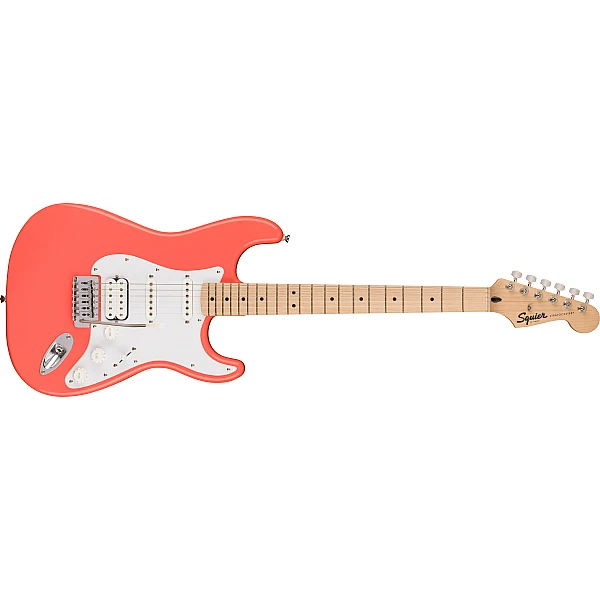 Fender Squier Sonic® Stratocaster® HSS, Maple Fingerboard, White Pickguard, Tahitian Coral 