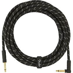 Fender Deluxe Series Instrument Cable, Straight/Angle, 18.6', Black Tweed