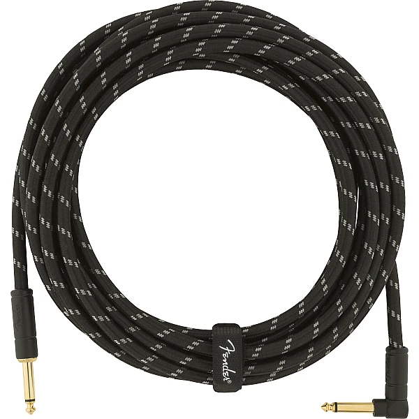 Fender Deluxe Series Instrument Cable, Straight/Angle, 18.6', Black Tweed
