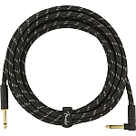Fender Deluxe Series Instrument Cable, Straight/Angle, 15' Black Tweed