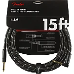 Fender Deluxe Series Instrument Cable, Straight/Angle, 15' Black Tweed