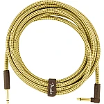 Fender Deluxe Series Instrument Cable, Straight/Angle, 15', Tweed