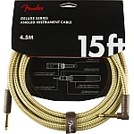 Fender Deluxe Series Instrument Cable, Straight/Angle, 15', Tweed