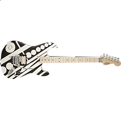 Fender EVH® Striped Series Circles, Maple Fingerboard, Black and White Crop Circles Graphic