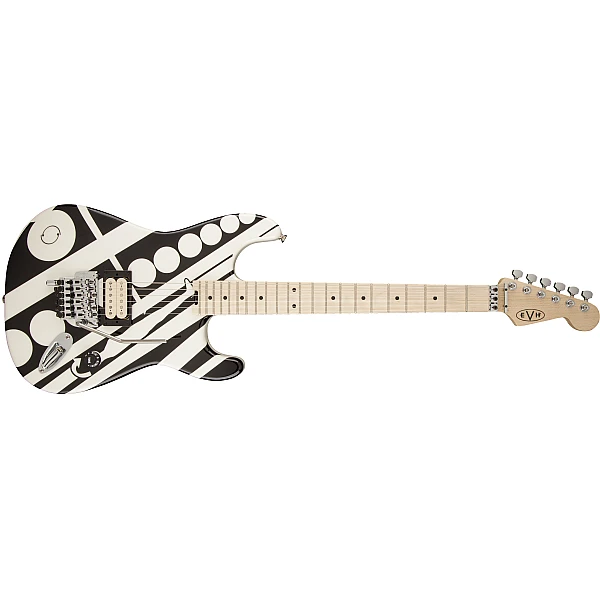 Fender EVH® Striped Series Circles, Maple Fingerboard, Black and White Crop Circles Graphic