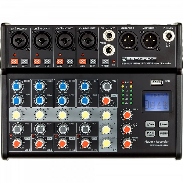 Pronomic B-603 Mini-Mixer + Bluetooth® + USB-Recording Pronomic B-603 Mini-Mixer + Bluetooth® + USB-Recording